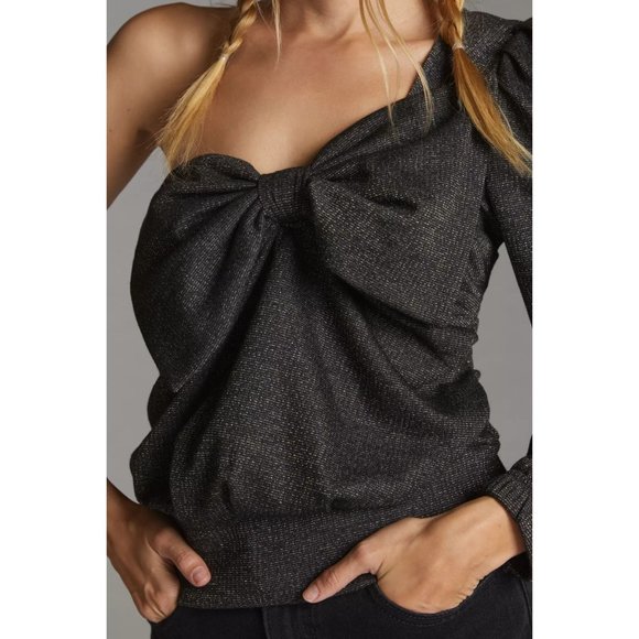 Anthropologie Current Air Bow-Tie One-Shoulder Top - Picture 2 of 7